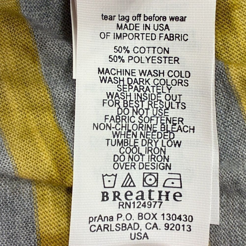 PRANA Long Sleeve Henley Top Striped Yellow Gray Women’s Size Medium - Picture 7 of 7